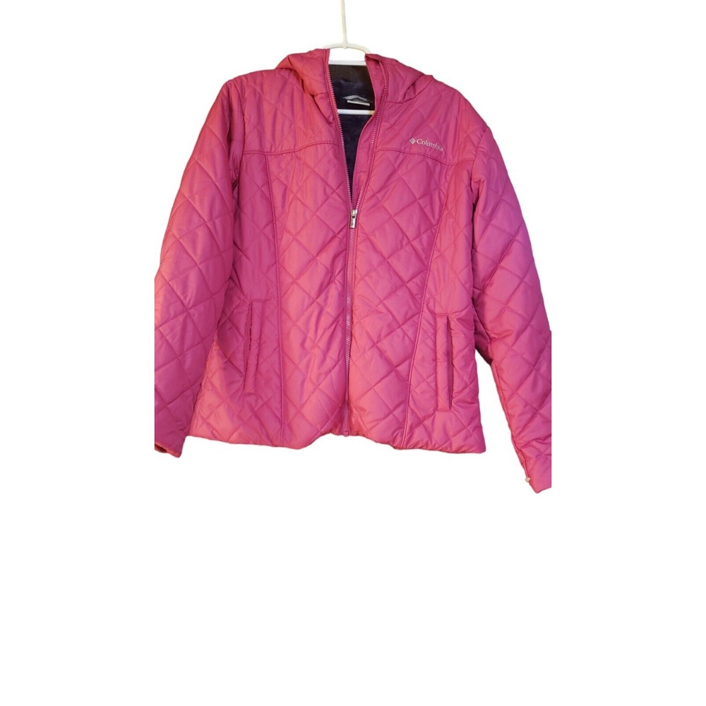 COLUMBIA Womens Purple Quilted Puffer Jacket Size L Soft Lining Pockets Outdoors